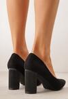 Czarne Czółenka na Wysokim Słupku ze Skórzaną Wkładką Nisho