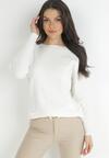 Biały Długi Sweter z Kieszeniami Mauvi