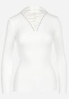 Biały Sweter z Gorsetowym Wiązaniem na Dekolcie Teollie