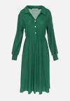 Zielona Rozkloszowana Sukienka z Koszulową Górą Rade