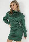 Zielona Satynowa Sukienka Mini Velne