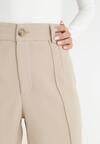 Beżowe Spodnie Szerokie z Zakładkami Swel