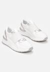 Białe Wsuwane Sneakersy z Metalicznymi Wstawkami Mahori
