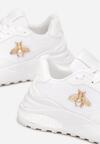 Białe Sneakersy Brokatowe na Grubej Podeszwie  Naono