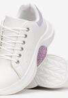 Biało-Fioletowe Sneakersy Sznurowane z Cyrkoniami Relnon