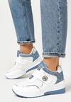 Biało-Niebieskie Sneakersy na Niskim Koturnie Na Rzep Lorinit