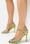 Zielone Sandały Metaliczne z Kryształkami Olmali