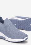 Niebieskie Sneakersy na Koturnie z Cyrkoniami Vatty