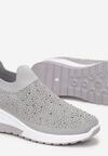 Szare Sneakersy na Koturnie z Cyrkoniami Vatty