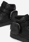 Czarne Sneakersy z Rzepem i Odpinaną Saszetką Erashel