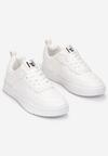 Białe Sneakersy z Imitacji Skóry Zdobione Wstawkami Naini