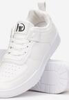 Białe Sneakersy z Imitacji Skóry Zdobione Wstawkami Naini
