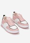 Biało-Różowe Sneakersy z Imitacji Skóry Zdobione Wstawkami Naini
