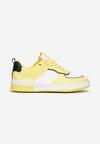 Żółte Sneakersy z Imitacji Skóry Zdobione Wstawkami Naini