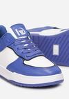 Granatowe Sneakersy z Imitacji Skóry Zdobione Wstawkami Naini