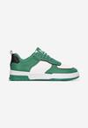 Zielone Sneakersy z Imitacji Skóry Zdobione Wstawkami Naini