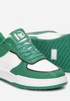 Zielone Sneakersy z Imitacji Skóry Zdobione Wstawkami Naini