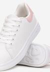 Biało-Różowe Sneakersy Sznurowane na Płaskiej Podeszwie Azih