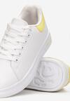 Biało-Żółte Sneakersy Sznurowane na Płaskiej Podeszwie Azih