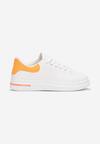 Biało-Pomarańczowe Sneakersy Sznurowane na Płaskiej Podeszwie Azih