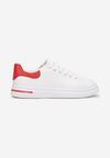Biało-Czerwone Sneakersy Sznurowane na Płaskiej Podeszwie Azih