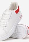Biało-Czerwone Sneakersy Sznurowane na Płaskiej Podeszwie Azih