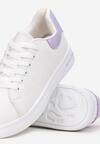 Biało-Fioletowe Sneakersy Sznurowane na Płaskiej Podeszwie Azih