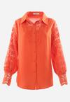 Pomarańczowa Koszula z Ażurowymi Wstawkami i Bufiastym Rękawem Simkin