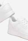 Białe Sneakersy Sznurowane na Grubej Podeszwie Meandedi