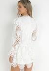 Biała Koronkowa Sukienka Mini z Asymetrycznym Dołem Trudy