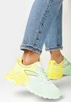 Żółto-Zielone Sneakersy z Efektem Ombre na Tłoczonej Podeszwie Ellick