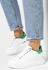 Biało-Zielone Sneakersy z Metalicznymi Wstawkami Zolana