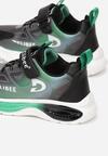 Czarno-Zielone Sznurowane Buty Sportowe na Rzep Dall