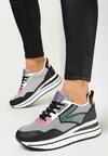 Czarne Sneakersy na Niskim Koturnie z Siatką Seigale