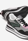 Czarne Sneakersy na Niskim Koturnie z Siatką Seigale