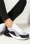 Biało-Czarne Sneakersy na Grubej Podeszwie ze Wstawkami z Siatki Delira