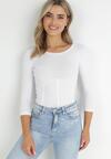 Biała Bawełniana Bluzka Gorsetowa z Rękawem 3/4 Ajay