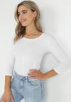 Biała Bawełniana Bluzka Gorsetowa z Rękawem 3/4 Ajay