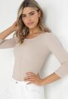 Jasnobeżowa Bawełniana Bluzka Gorsetowa z Rękawem 3/4 Ajay