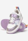 Biało-Srebrne Metaliczne Buty Sportowe na Rzep z Wkładką ze Skóry Naturalnej Canyla