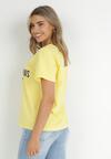 Żółty T-shirt z Nadrukiem Mopon