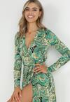 Zielona Kopertowa Sukienka Maxi z Materiałowym Paskiem Jamiria