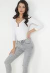 Jasnoszare Jeansy Skinny z Regularnym Stanem Deleah