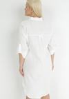 Biała Koszulowa Sukienka Mini z Bawełny Przedłużona z Tyłu Annica