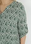 Zielona Bluzka z Geometrycznym Wzorem i Guzikami Maurianna