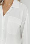 Biały 2-częściowy Komplet Oversize z Koszulą i Szerokimi Spodniami Tialla