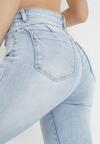 Jasnoniebieskie Jeansy Skinny Regular Waist z Przetarciami Hollynd