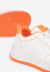 Biało-Pomarańczowe Sneakersy na Platformie Jury