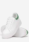 Biało-Zielone Sneakersy na Platformie z Kolorową Wstawką z Tyłu Maridora