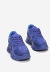 Niebieskie Sznurowane Sneakersy na Grubej Podeszwie ze Żłobieniami Dangray